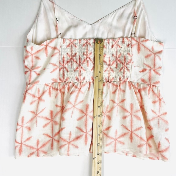 Loft Cami Tank Top Large Petite Linen Blend Cream Pink Stars Boho Baby Doll NWT - Picture 9 of 10